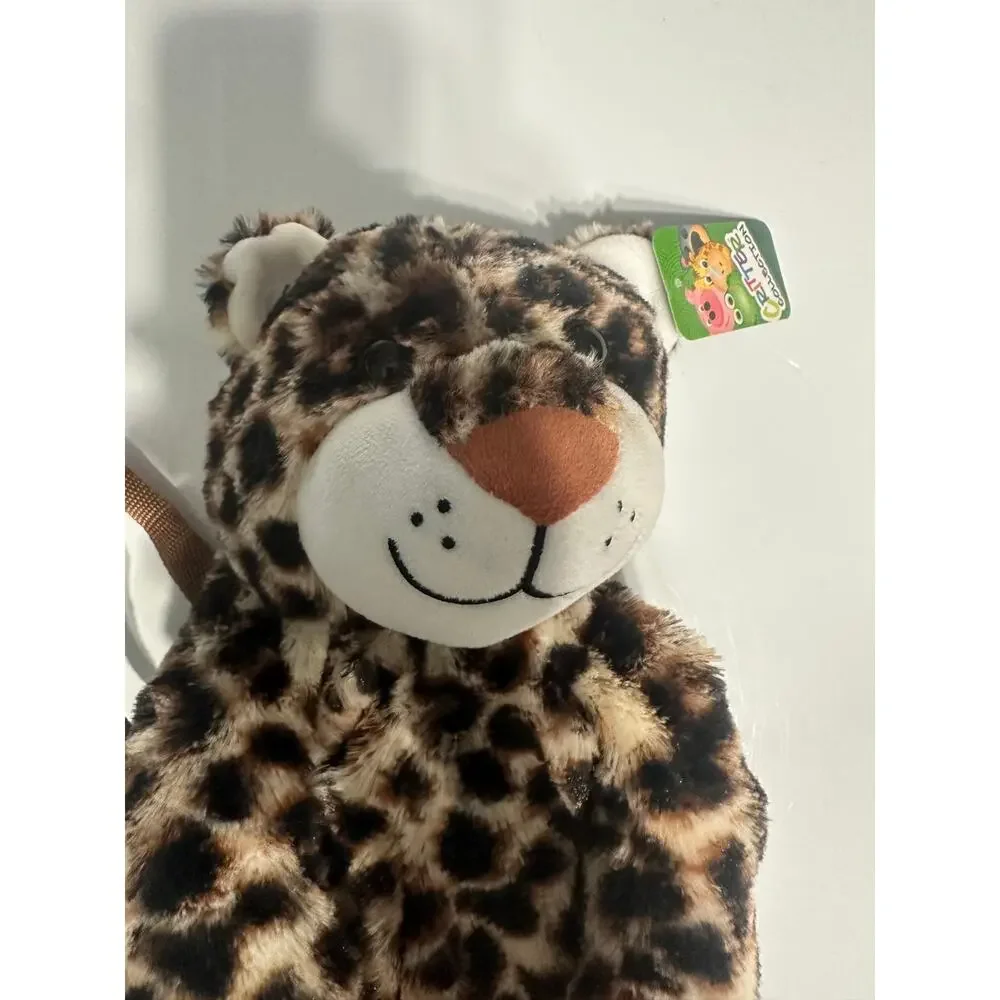 Critterz Couture Leopard Plush Backpack Brown Spotted Pre-Owned